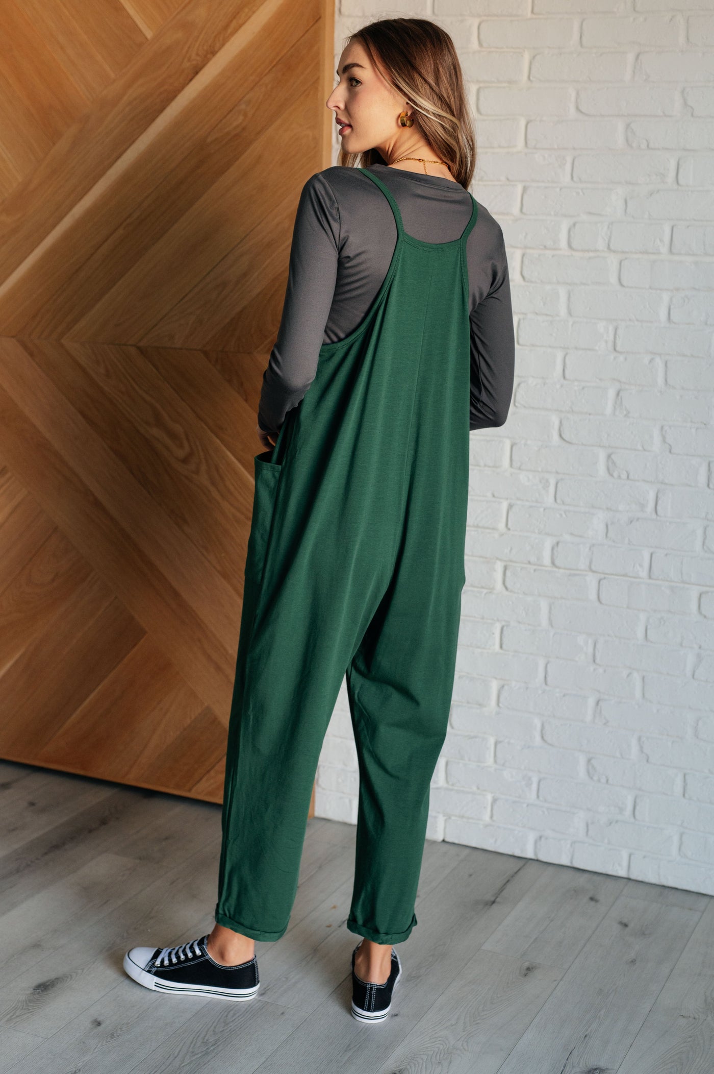 Totally Me Spaghetti Strap Jumpsuit in Dark Green Southern Soul Collectives