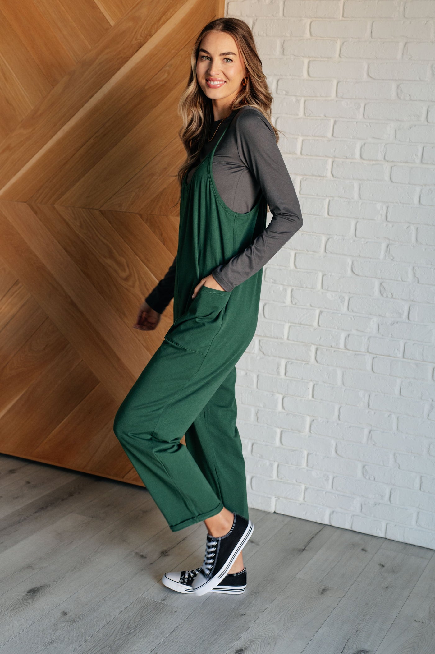 Totally Me Spaghetti Strap Jumpsuit in Dark Green Southern Soul Collectives