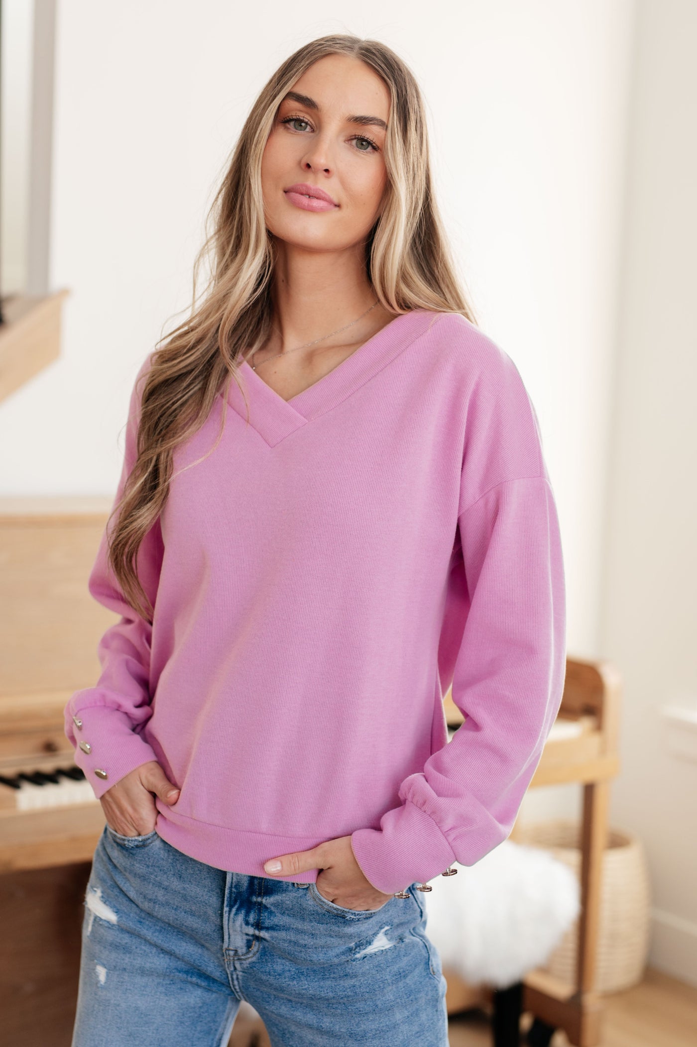 Totally Verified Long Sleeve V-Neck Top Womens Southern Soul Collectives