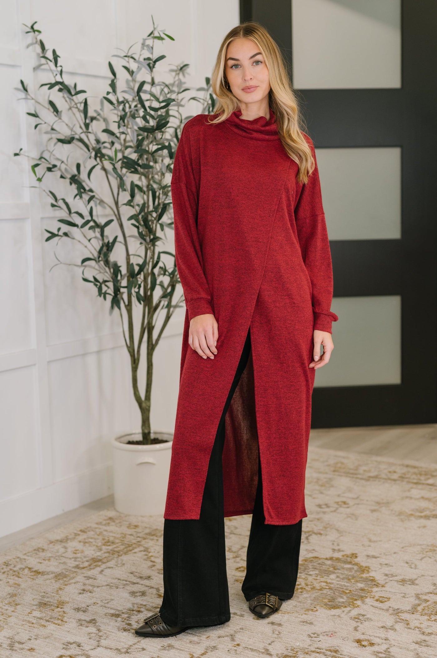 Travel City Scape Turtle Neck Tunic in Wine Southern Soul Collectives