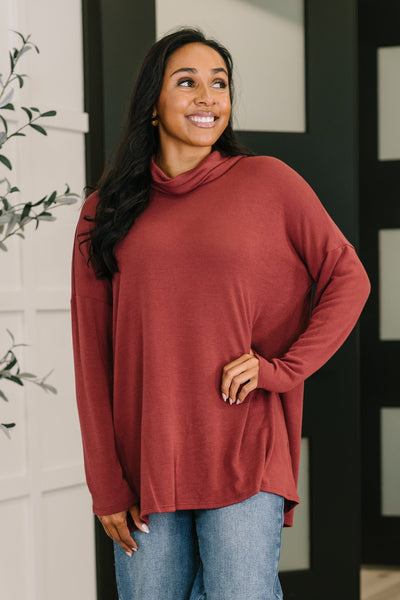 Travel Destination Cowl Neck Pullover in Wine Southern Soul Collectives