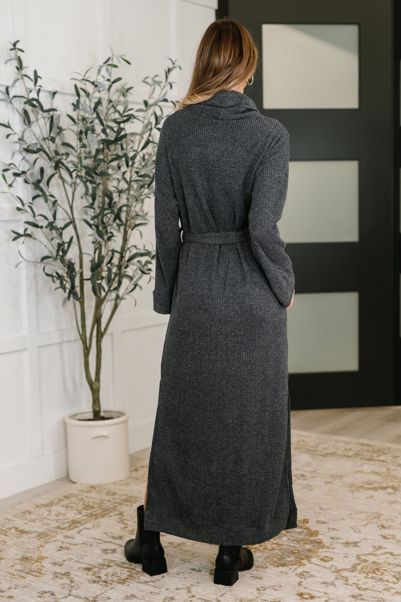 Travel Plush Knit Dress in Charcoal Southern Soul Collectives