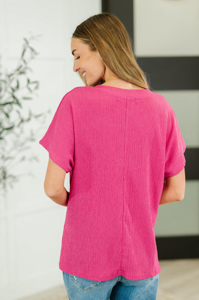 Trial and Error Textured V-Neck Blouse in Magenta Southern Soul Collectives