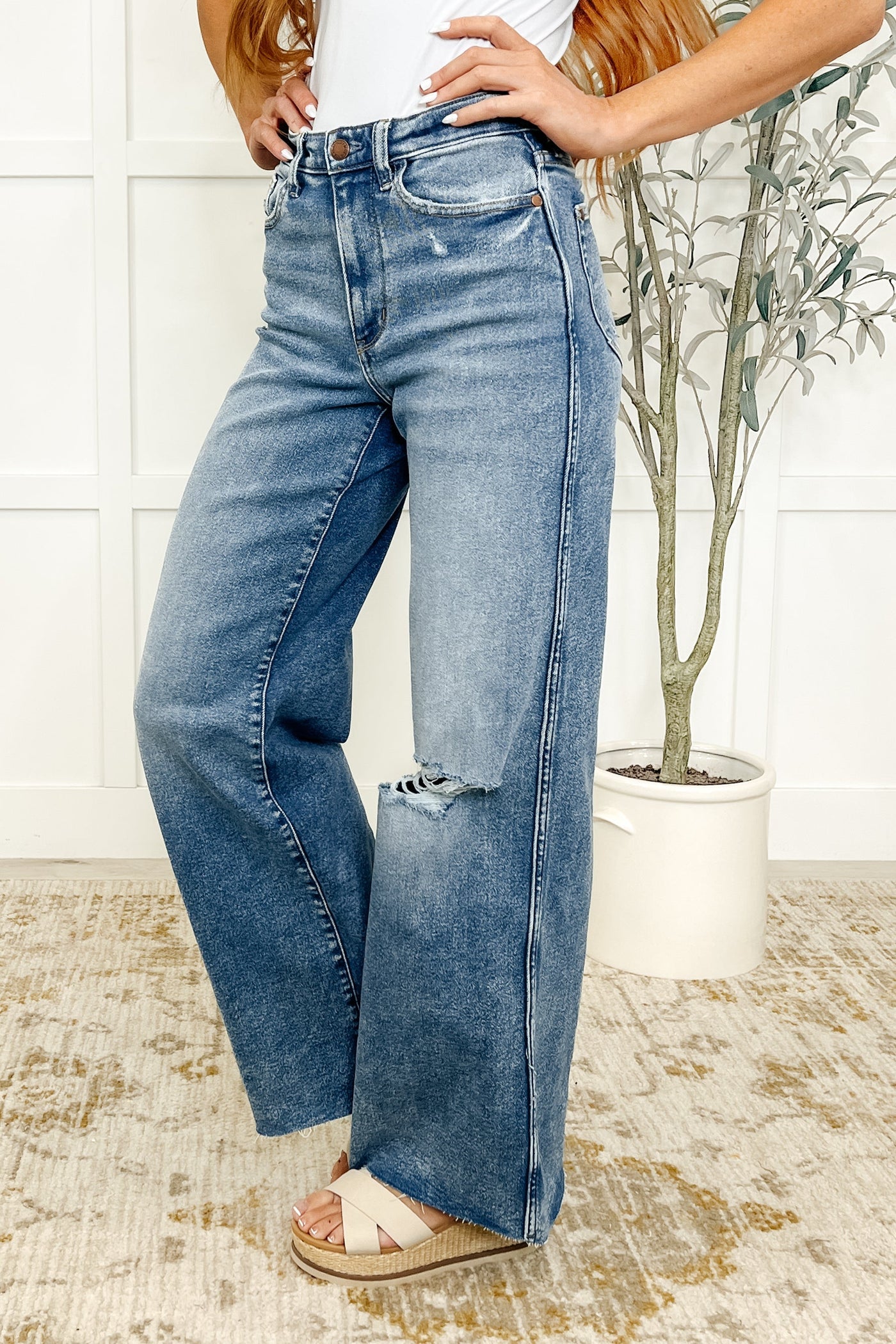 Tucker High Rise Vintage Wash Wide Leg Jeans Southern Soul Collectives