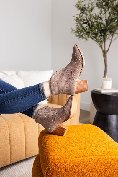 Twilight Studded Heeled Ankle Boot in Taupe Southern Soul Collectives