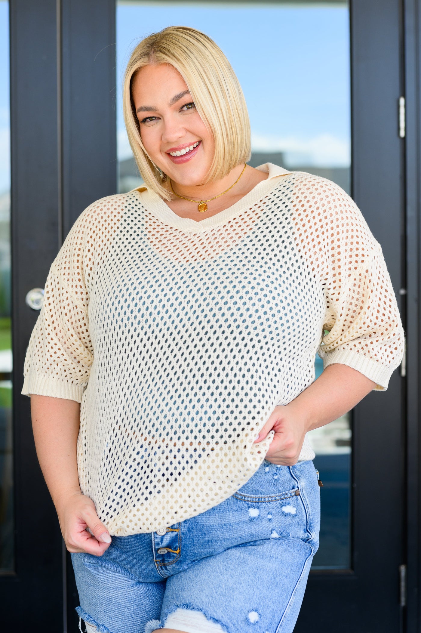 Under The Boardwalk Fishnet Collared Top Southern Soul Collectives