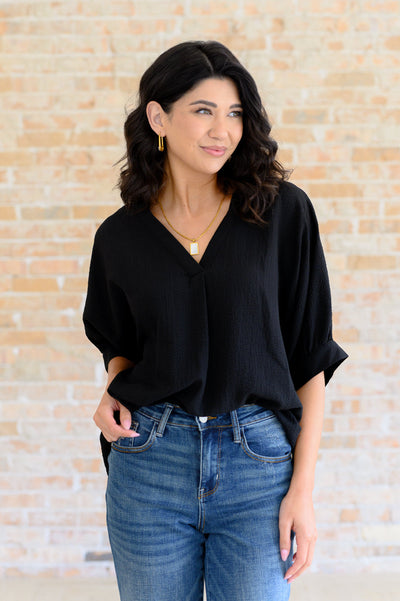 Up For Anything V-Neck Blouse in Black Southern Soul Collectives