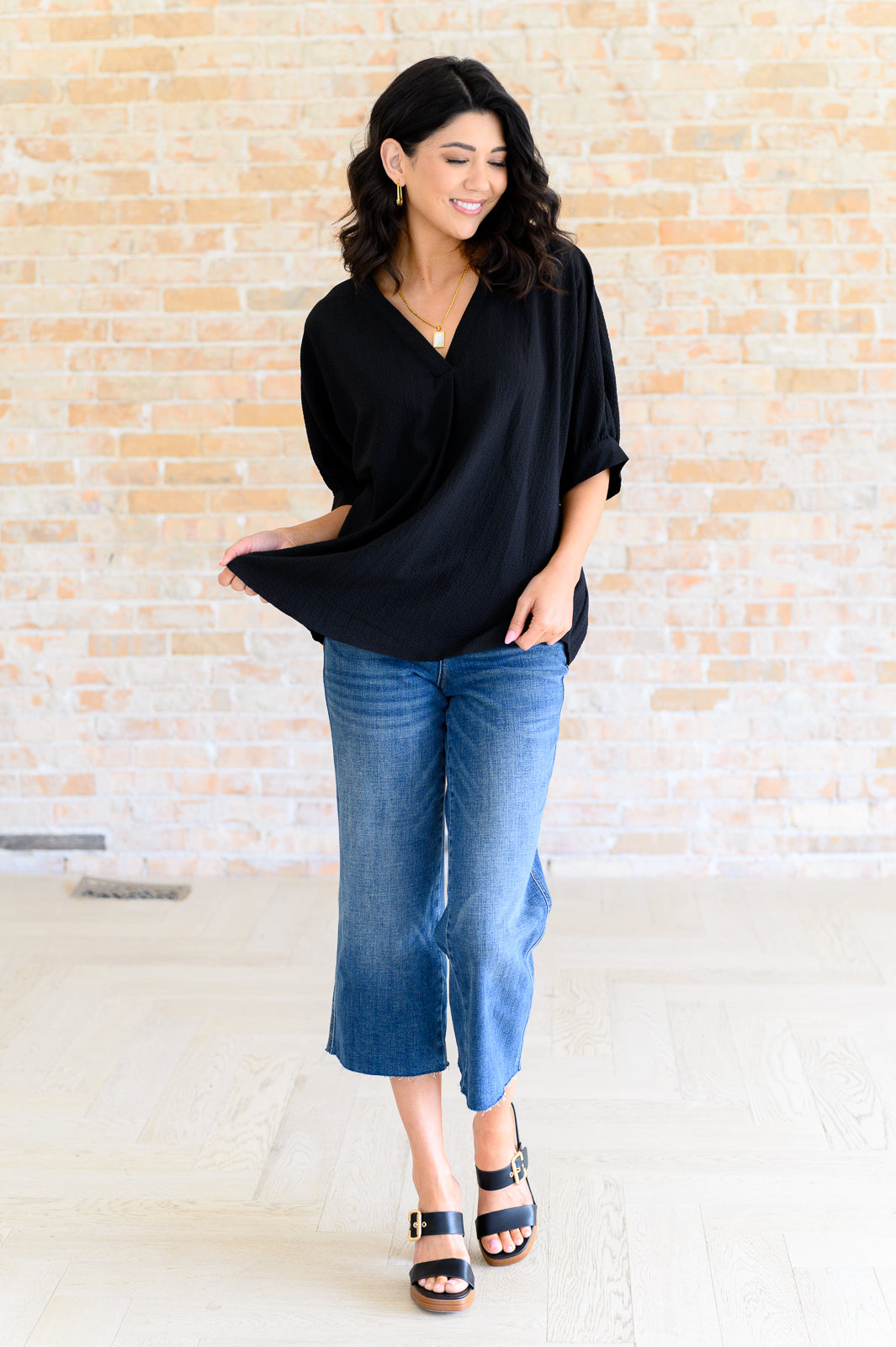 Up For Anything V-Neck Blouse in Black Southern Soul Collectives