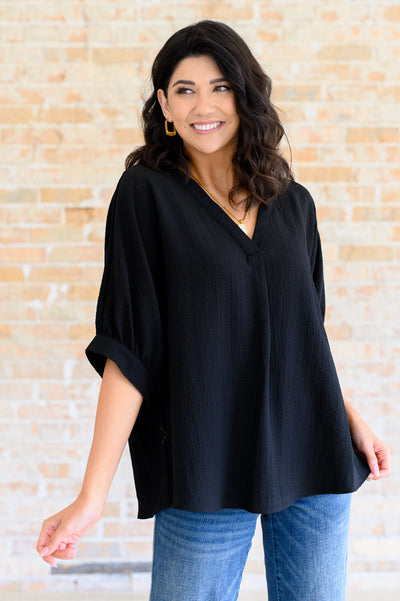 Up For Anything V-Neck Blouse in Black Southern Soul Collectives