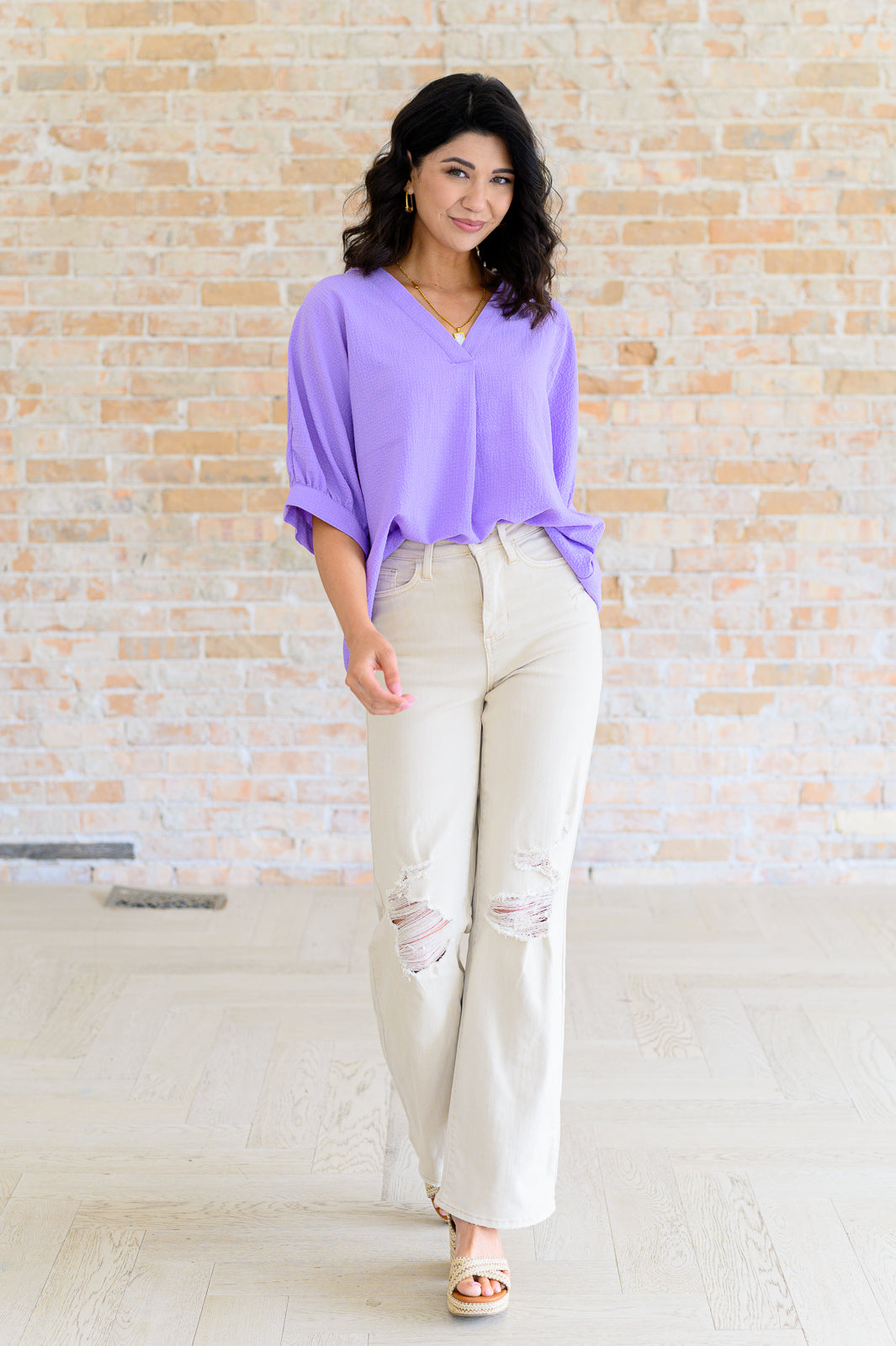 Up For Anything V-Neck Blouse in Lavender Southern Soul Collectives