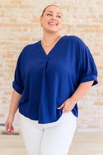 Up For Anything V-Neck Blouse in Navy Southern Soul Collectives