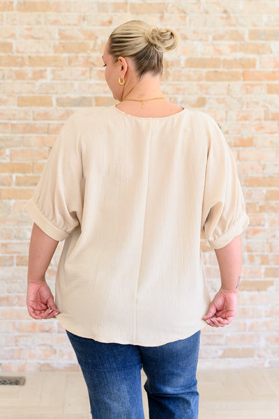 Up For Anything V-Neck Blouse in Taupe Southern Soul Collectives