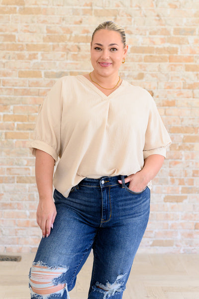 Up For Anything V-Neck Blouse in Taupe Southern Soul Collectives