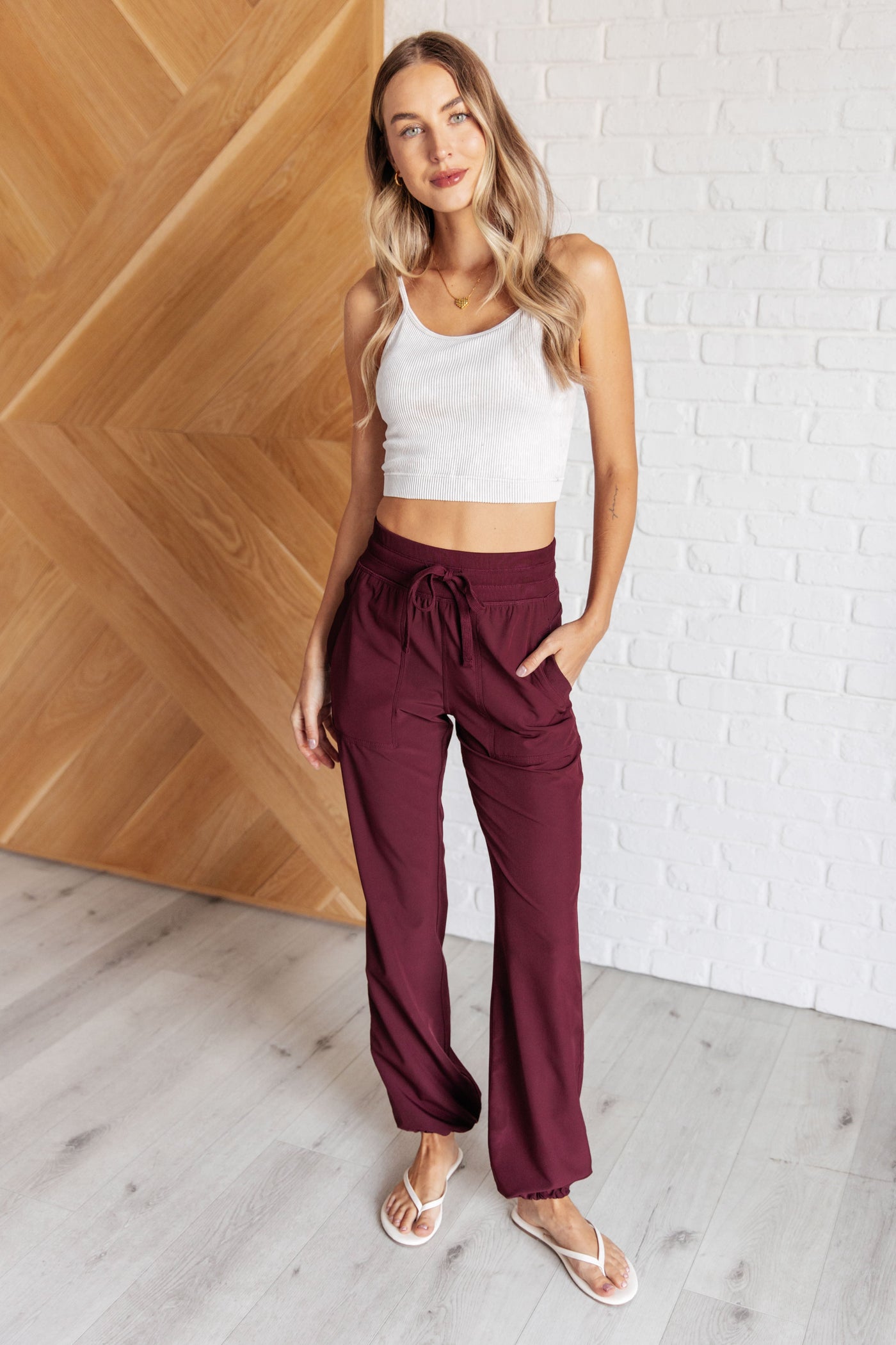 Runner's High Drawstring Joggers in Red Merlot Southern Soul Collectives