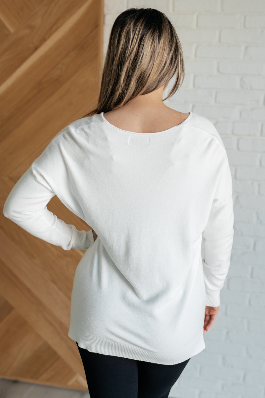 V-Neck Front Seam Sweater in Ivory Southern Soul Collectives