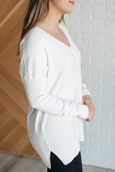 V-Neck Front Seam Sweater in Ivory Southern Soul Collectives