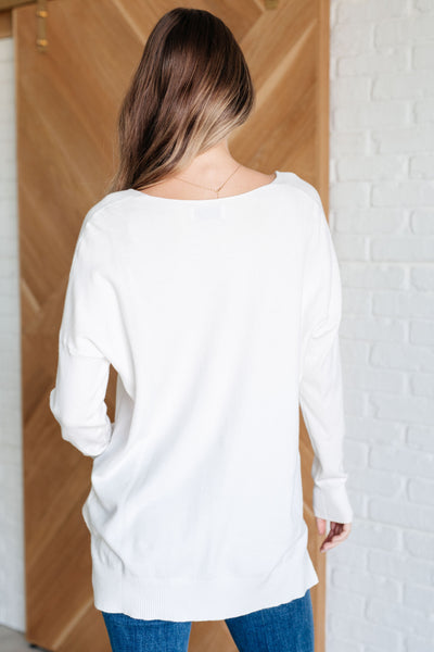 V-Neck Front Seam Sweater in Ivory Southern Soul Collectives