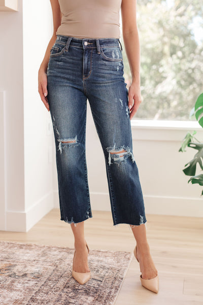 Whitney High Rise Distressed Wide Leg Crop Jeans Womens Southern Soul Collectives