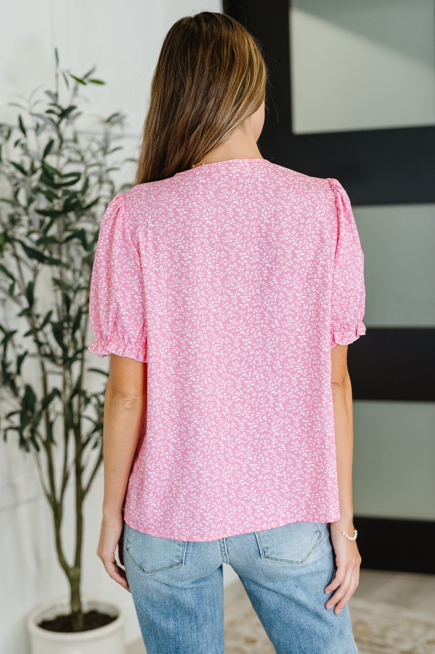 Wander Bloom Embroidered Puff Sleeve Blouse in Pink Southern Soul Collectives