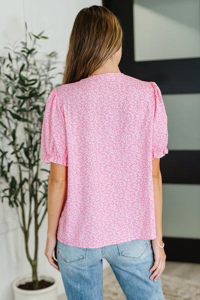 Wander Bloom Embroidered Puff Sleeve Blouse in Pink Southern Soul Collectives