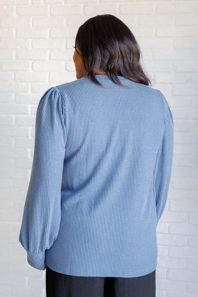 When the Sun Goes Down Mineral Wash Ribbed Knit Top in Vintage Denim Southern Soul Collectives