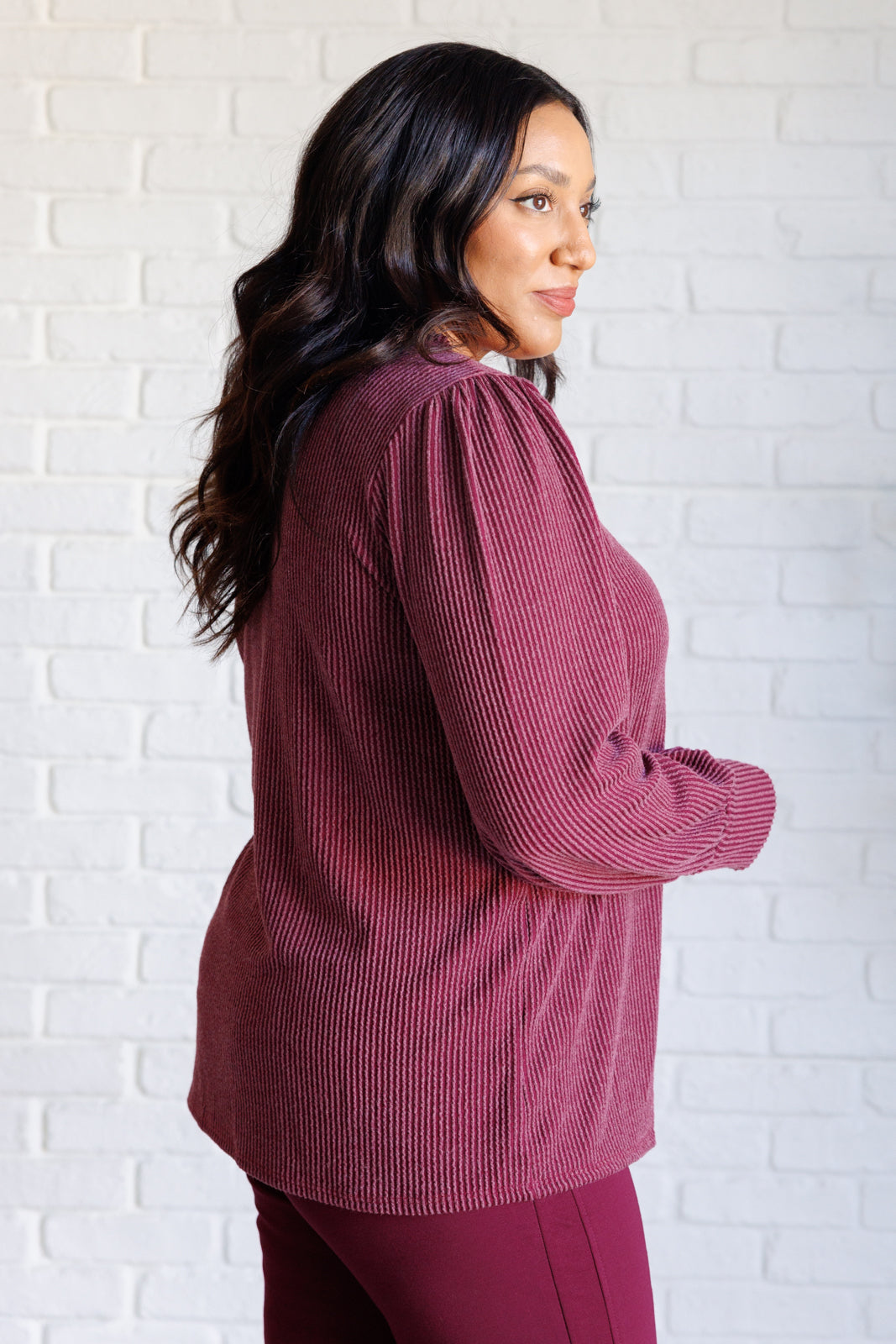 When the Sun Goes Down Mineral Wash Ribbed Knit Top in Wine Southern Soul Collectives