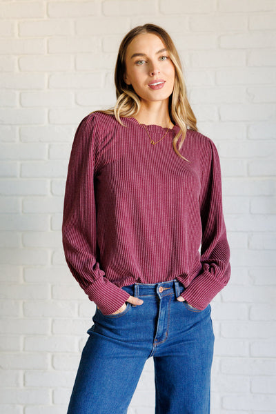 When the Sun Goes Down Mineral Wash Ribbed Knit Top in Wine Southern Soul Collectives