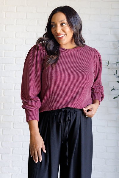 When the Sun Goes Down Mineral Wash Ribbed Knit Top in Wine Southern Soul Collectives