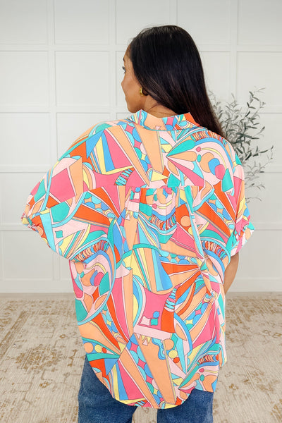 Wide Eyed Abstract Print Batwing Blouse Southern Soul Collectives