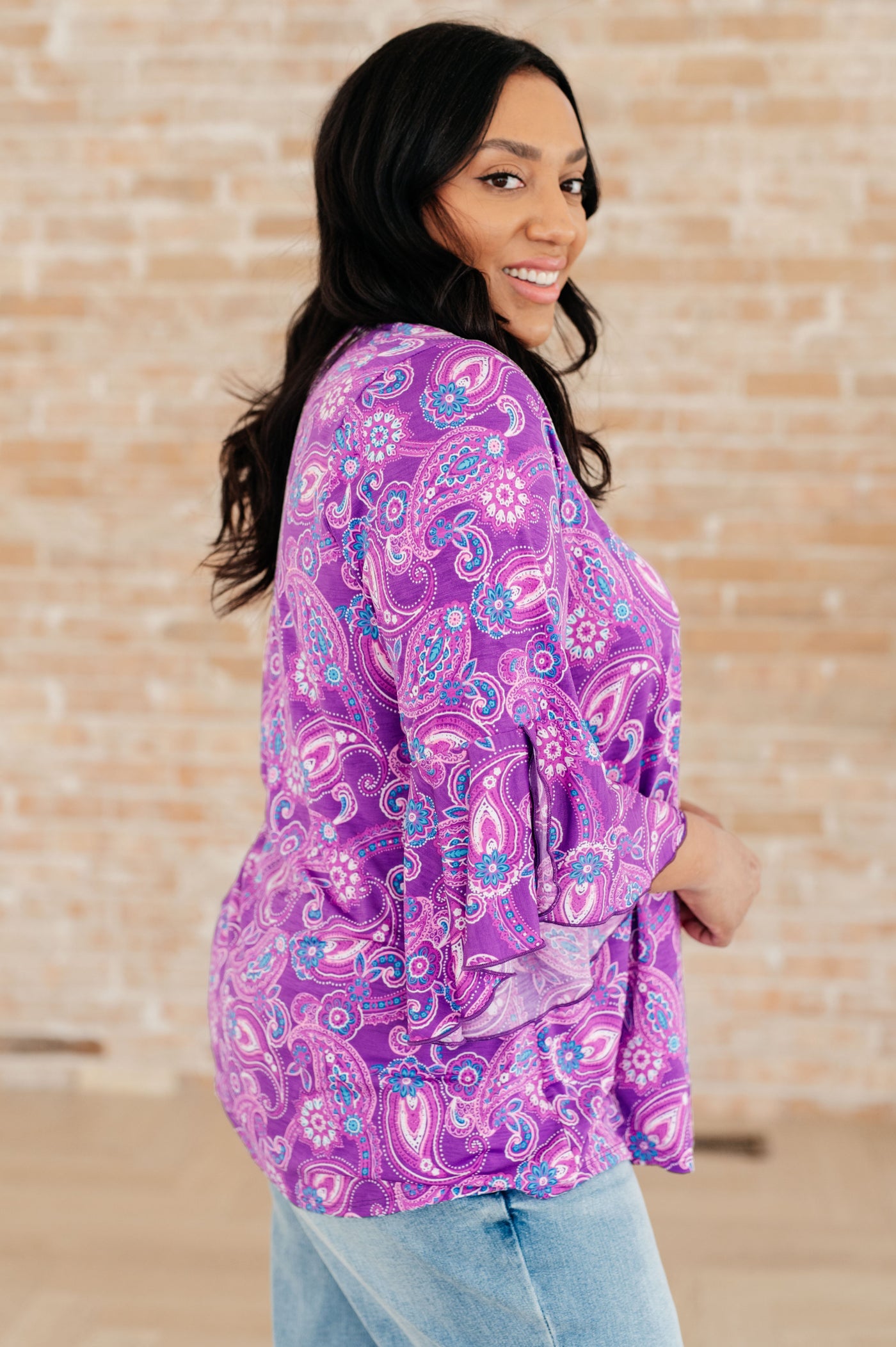 Willow Bell Sleeve Top in Lavender Paisley Southern Soul Collectives