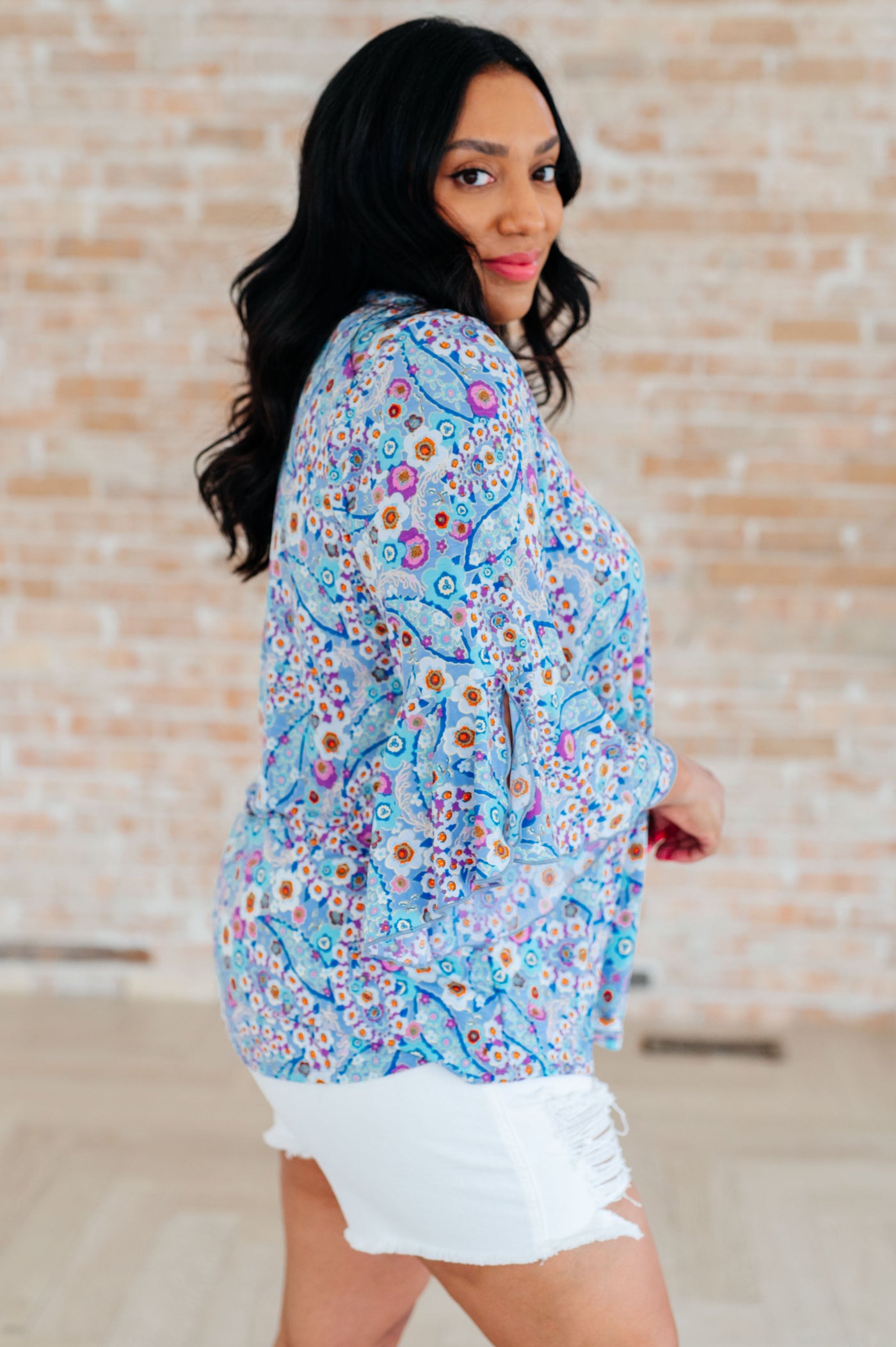 Willow Bell Sleeve Top in Retro Ditsy Floral Southern Soul Collectives