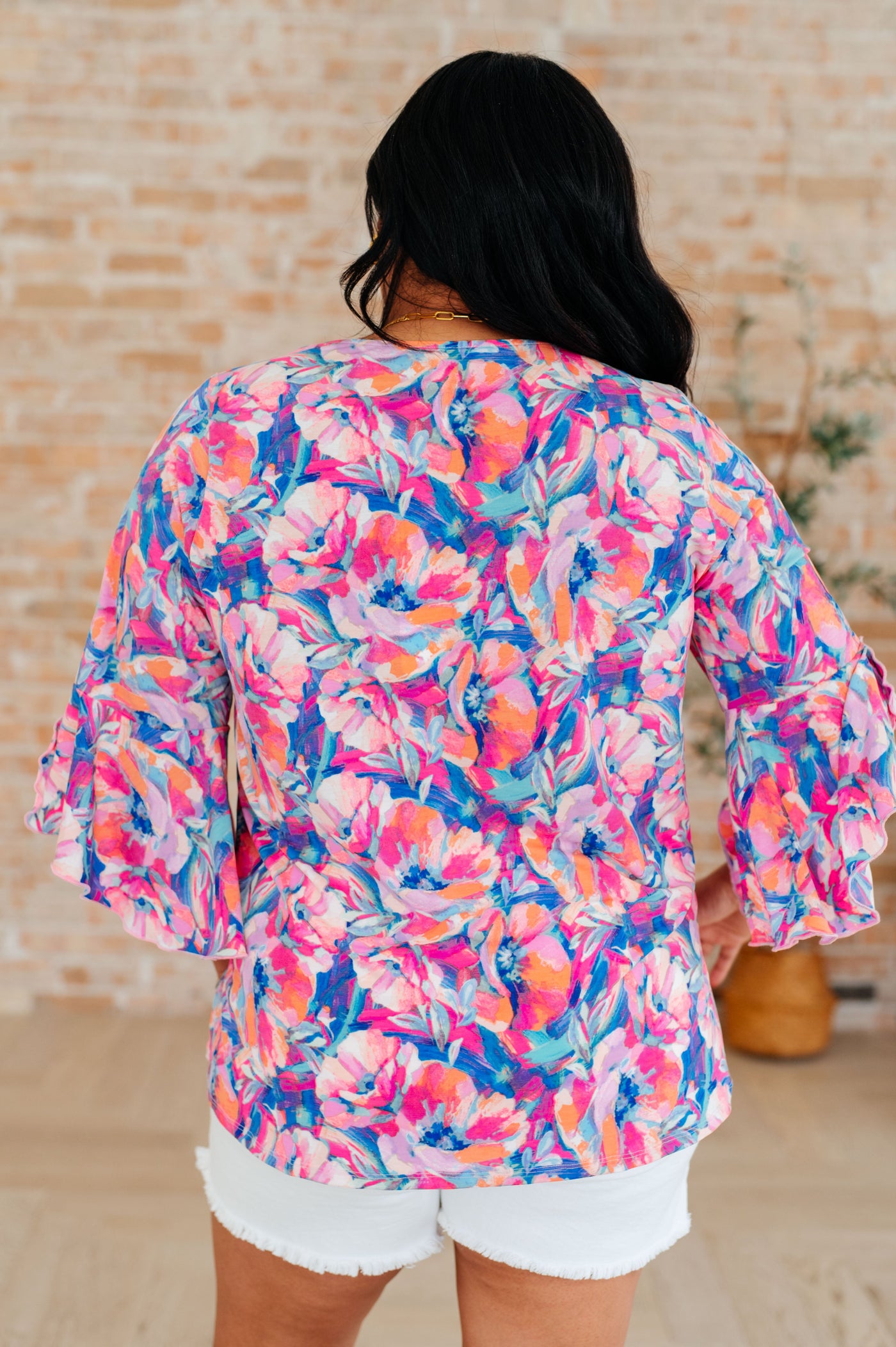 Willow Bell Sleeve Top in Royal Brushed Floral Southern Soul Collectives