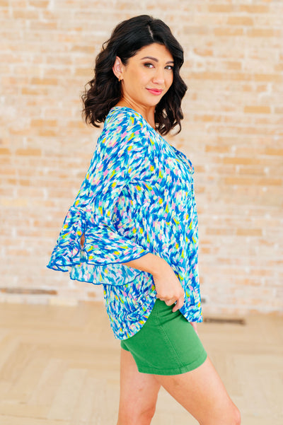 Willow Bell Sleeve Top in Royal Brushed Multi Southern Soul Collectives