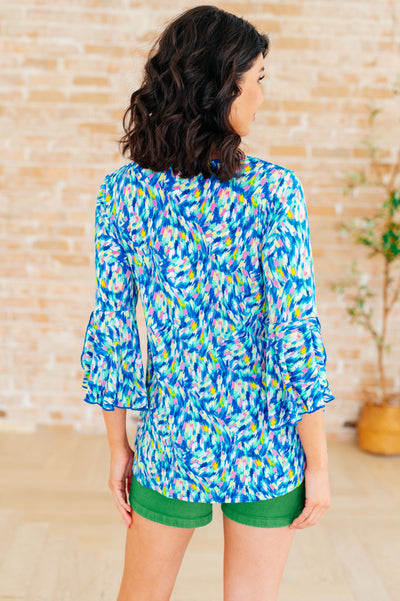 Willow Bell Sleeve Top in Royal Brushed Multi Southern Soul Collectives