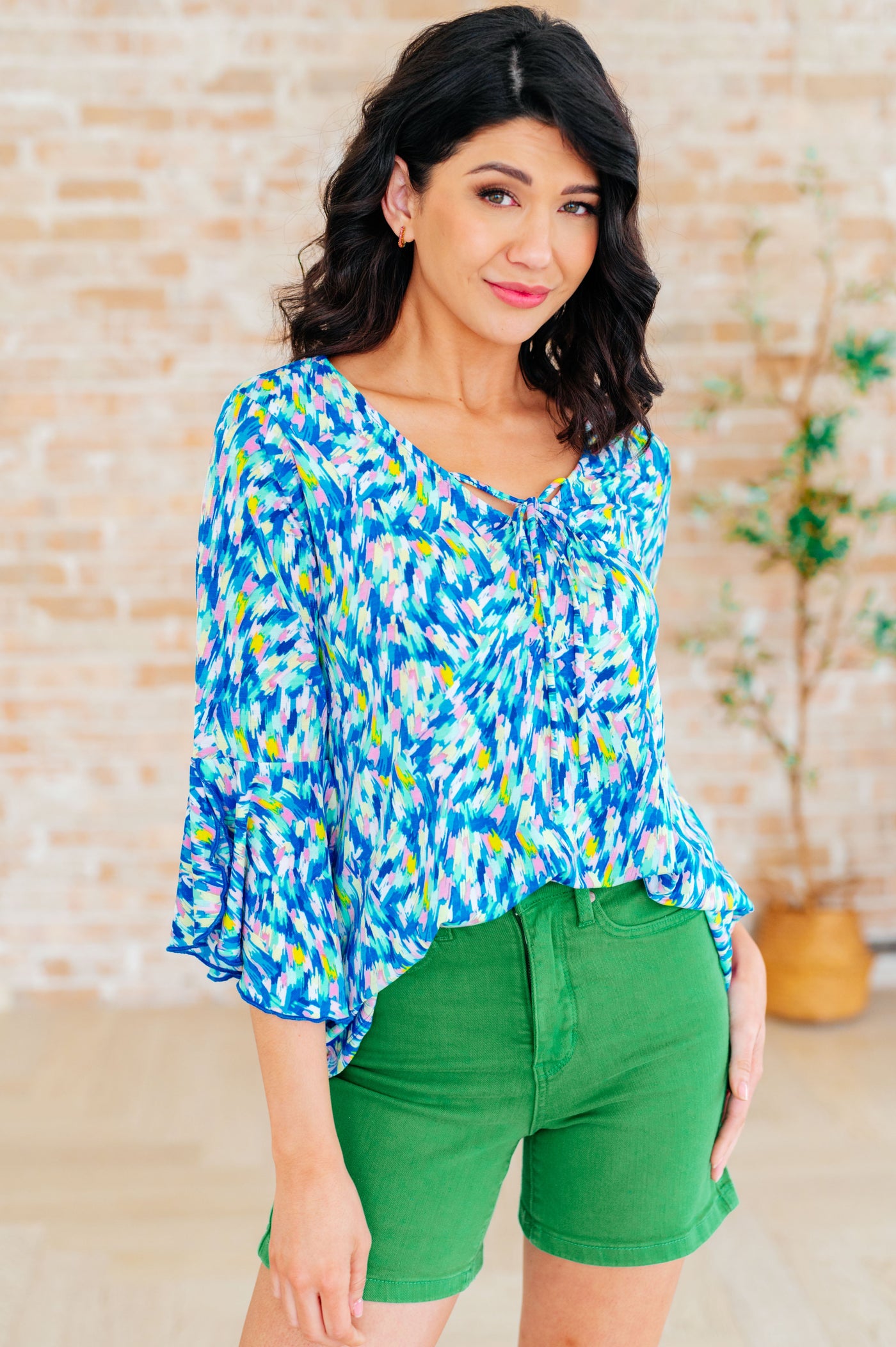 Willow Bell Sleeve Top in Royal Brushed Multi Southern Soul Collectives