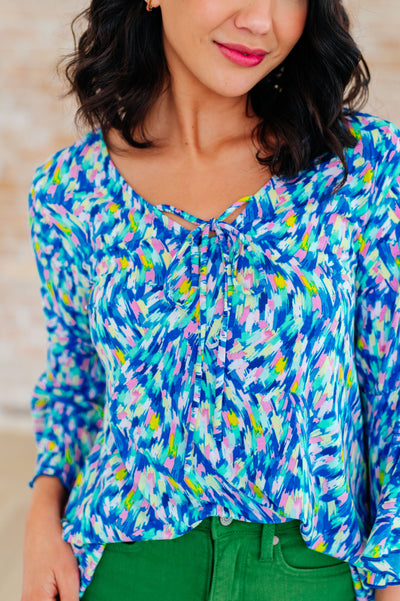 Willow Bell Sleeve Top in Royal Brushed Multi Southern Soul Collectives