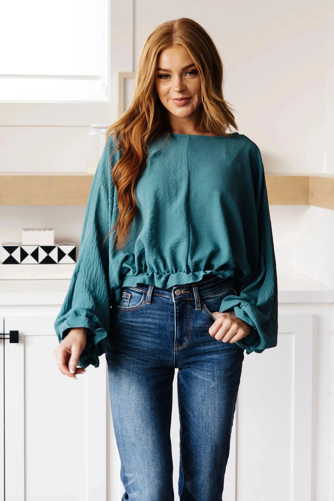 Winging It Ruffle Detail Top in Teal Womens Southern Soul Collectives