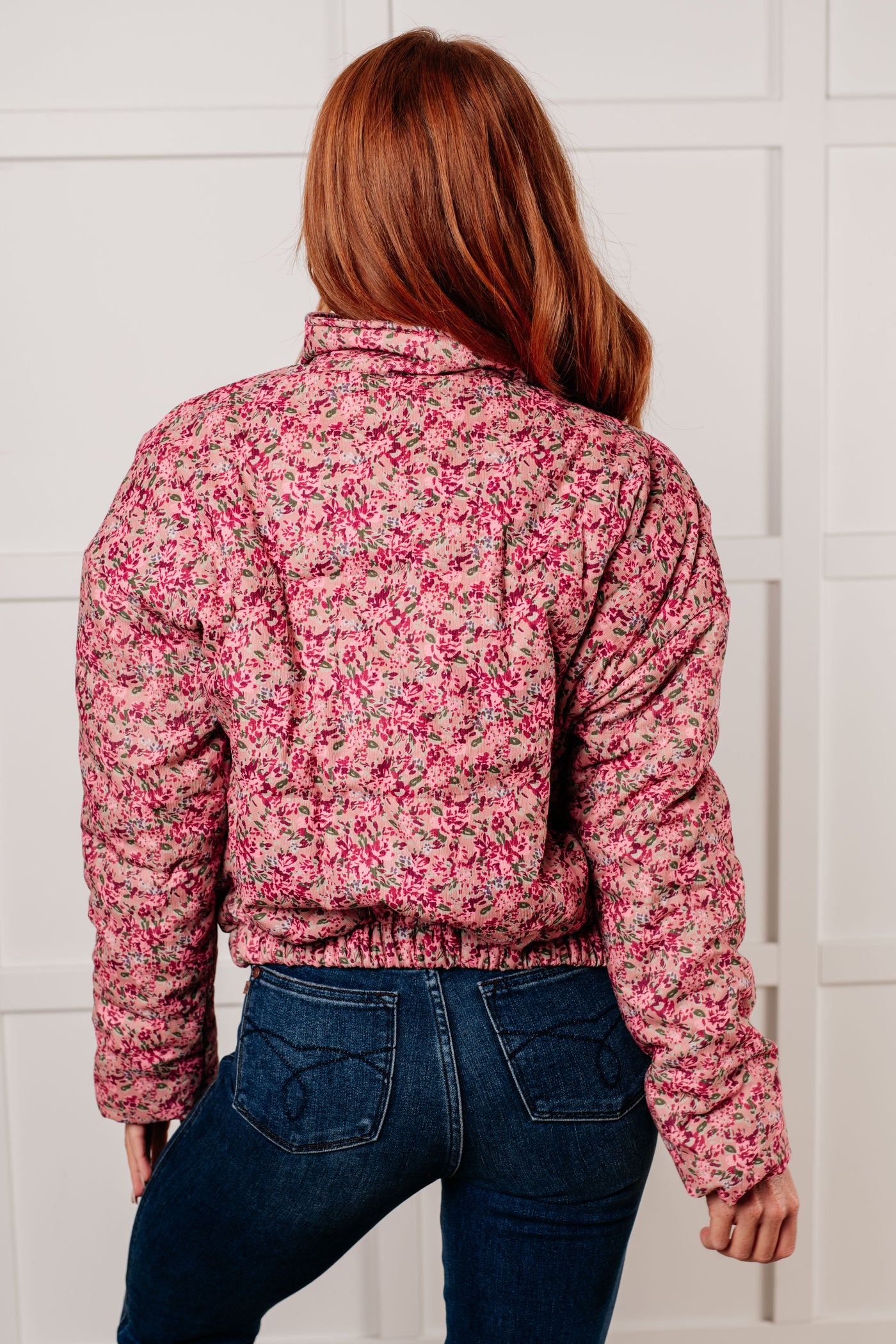 Wish Me Well Floral Printed Puffer Jacket in Rose Multi Southern Soul Collectives