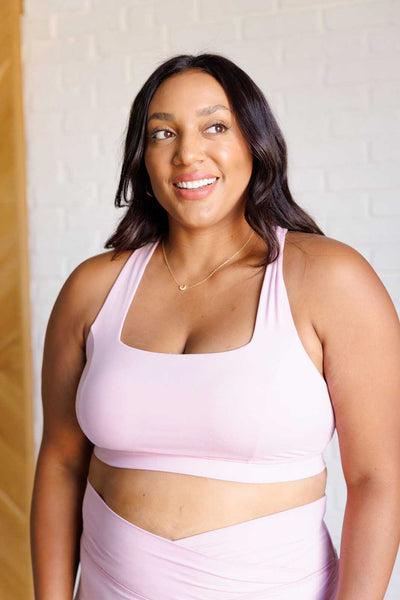 Working Out My Ego Cross Back Sports Bra in Mauve Peony Southern Soul Collectives