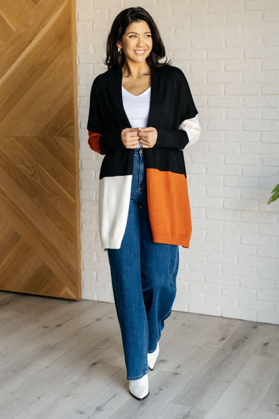 Writer's Block Color Block Open Front Cardigan Southern Soul Collectives