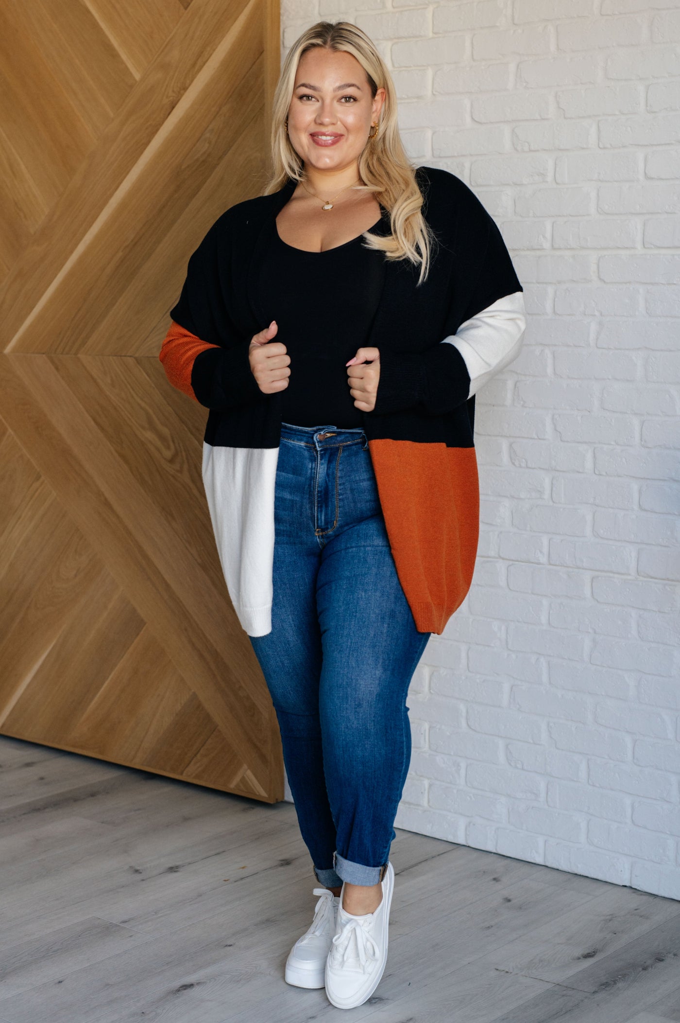 Writer's Block Color Block Open Front Cardigan Southern Soul Collectives