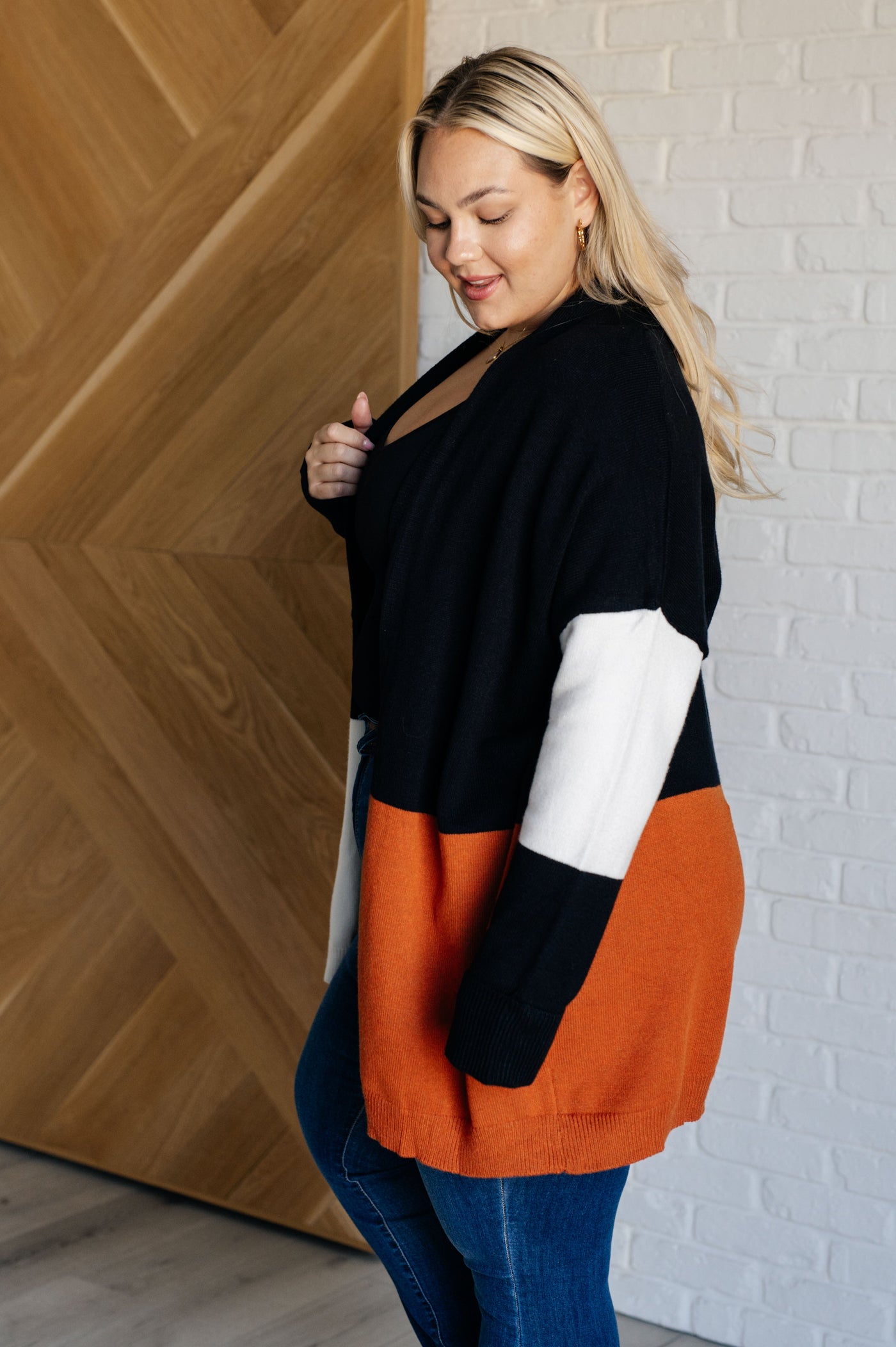 Writer's Block Color Block Open Front Cardigan Southern Soul Collectives