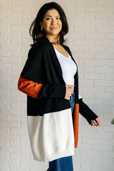 Writer's Block Color Block Open Front Cardigan Southern Soul Collectives