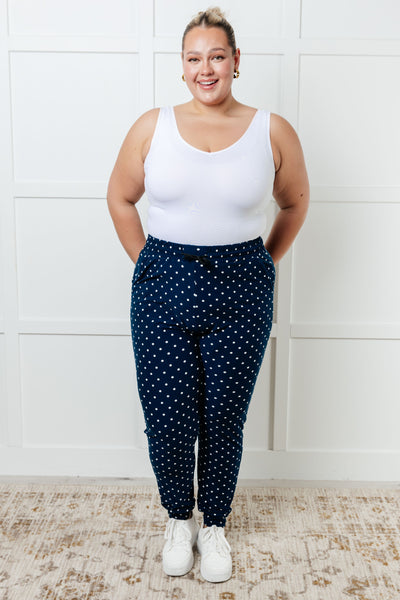 Your New Favorite Joggers in White Polka Dot Southern Soul Collectives