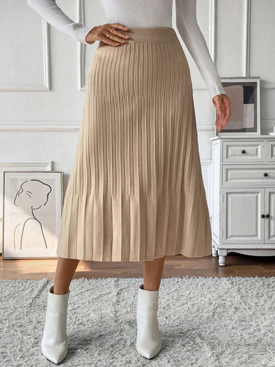 Perfee Pleated Midi Sweater Skirt Southern Soul Collectives