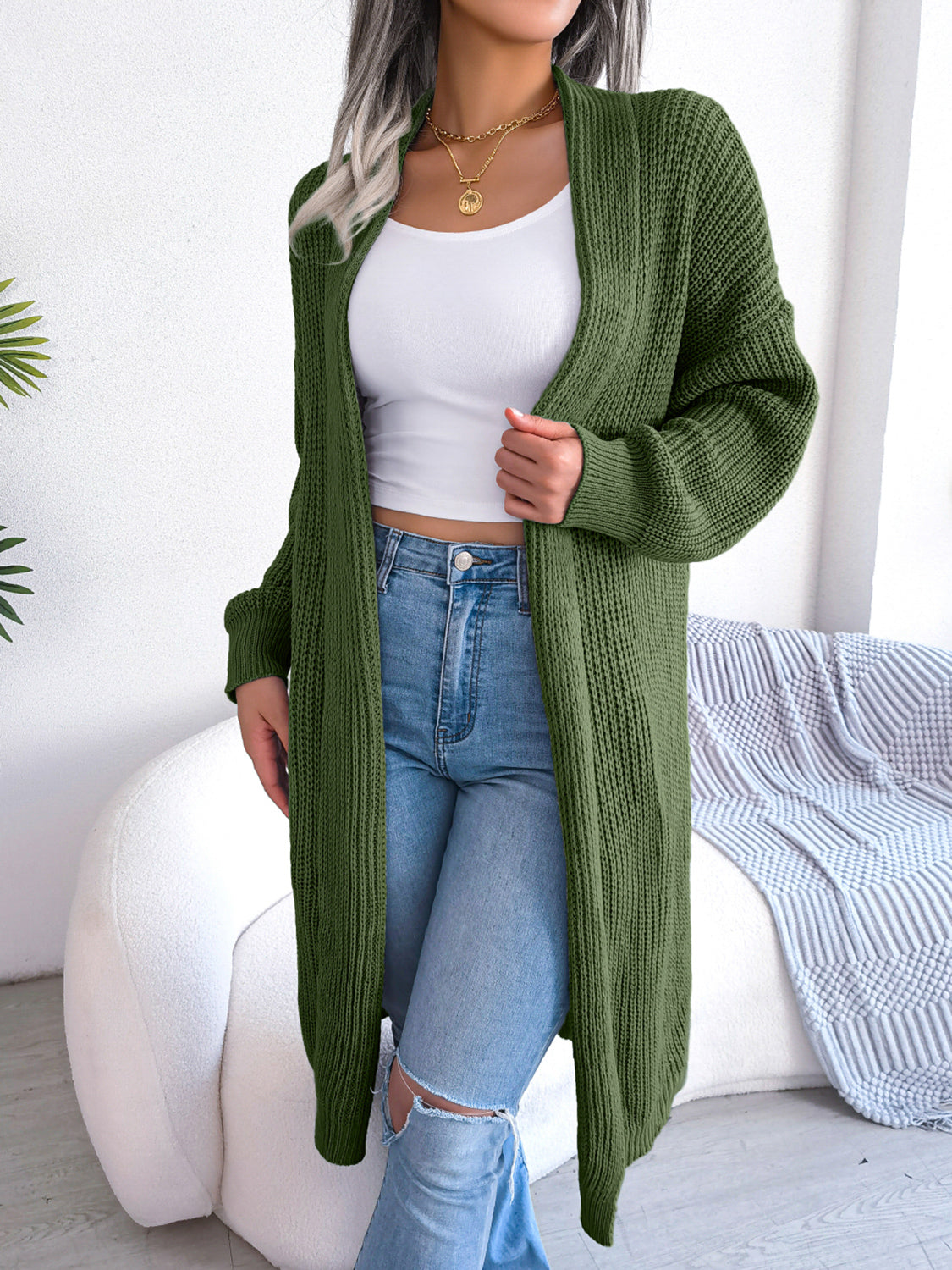 Open Front Dropped Shoulder Longline Cardigan Southern Soul Collectives