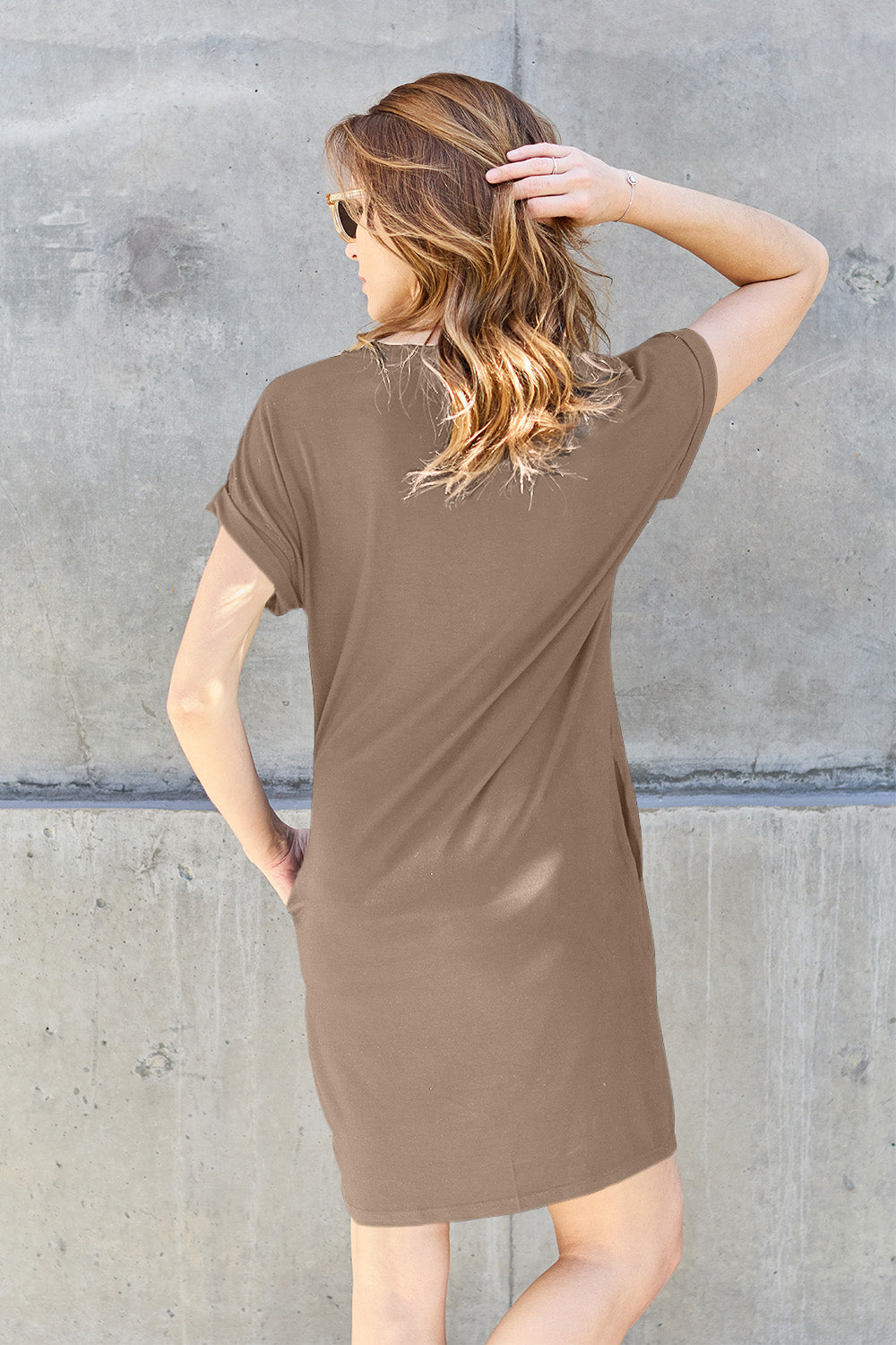 Basic Bae Full Size Round Neck Short Sleeve Dress with Pockets Southern Soul Collectives