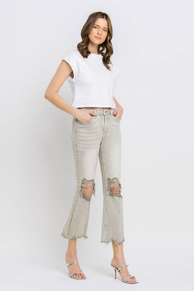 Lovervet Distressed Raw Hem Cropped Flare Jeans Southern Soul Collectives