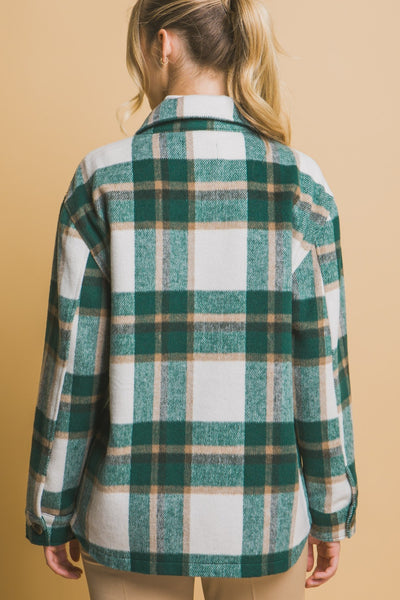 Plaid Button Up Shacket in Green Southern Soul Collectives