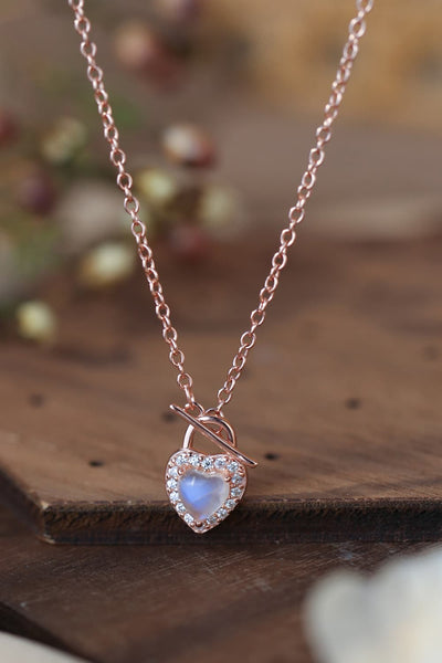 Moonstone Heart Lock Pendant Necklace Southern Soul Collectives